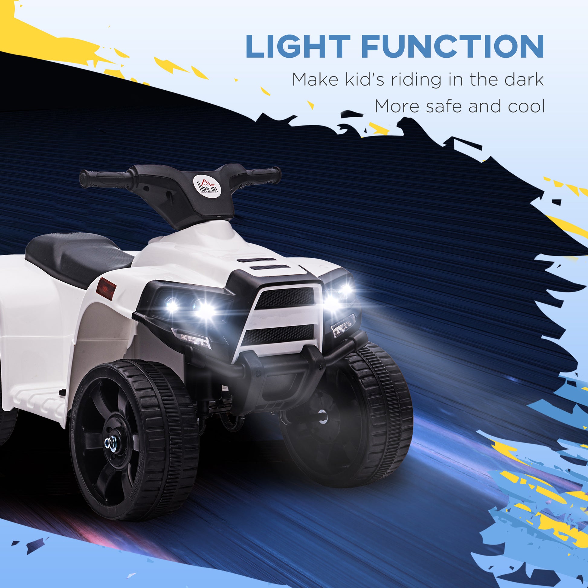 HOMCOM 6V Electric ATV Quad Bike for Toddlers - Battery-Powered Ride-On with Headlights, White & Black, Ages 18-36 Months - ALL4U RETAILER LTD