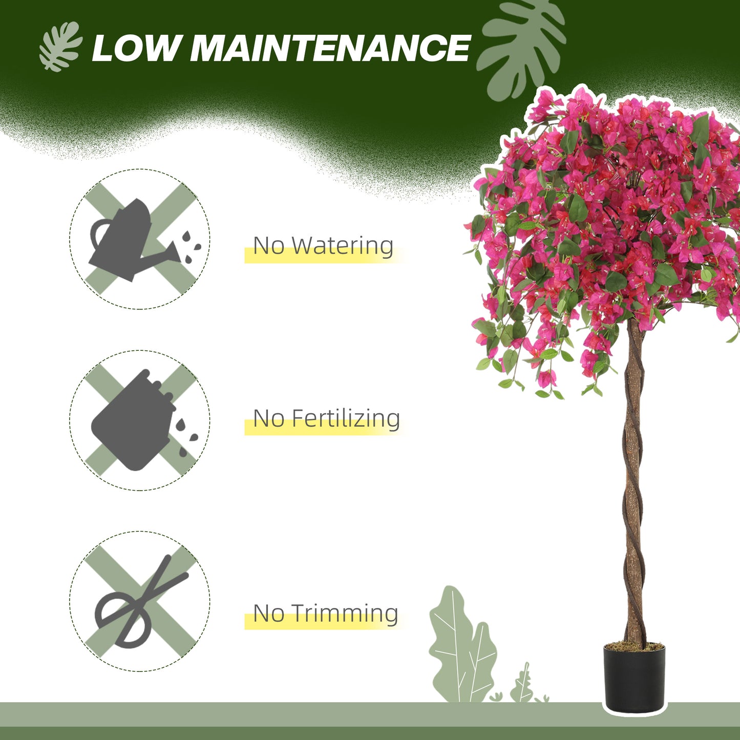 HOMCOM 120 Cm Artificial Murraya Plants Set Of 2 In Pots With Red Blossoms For Home Office Garden Decor