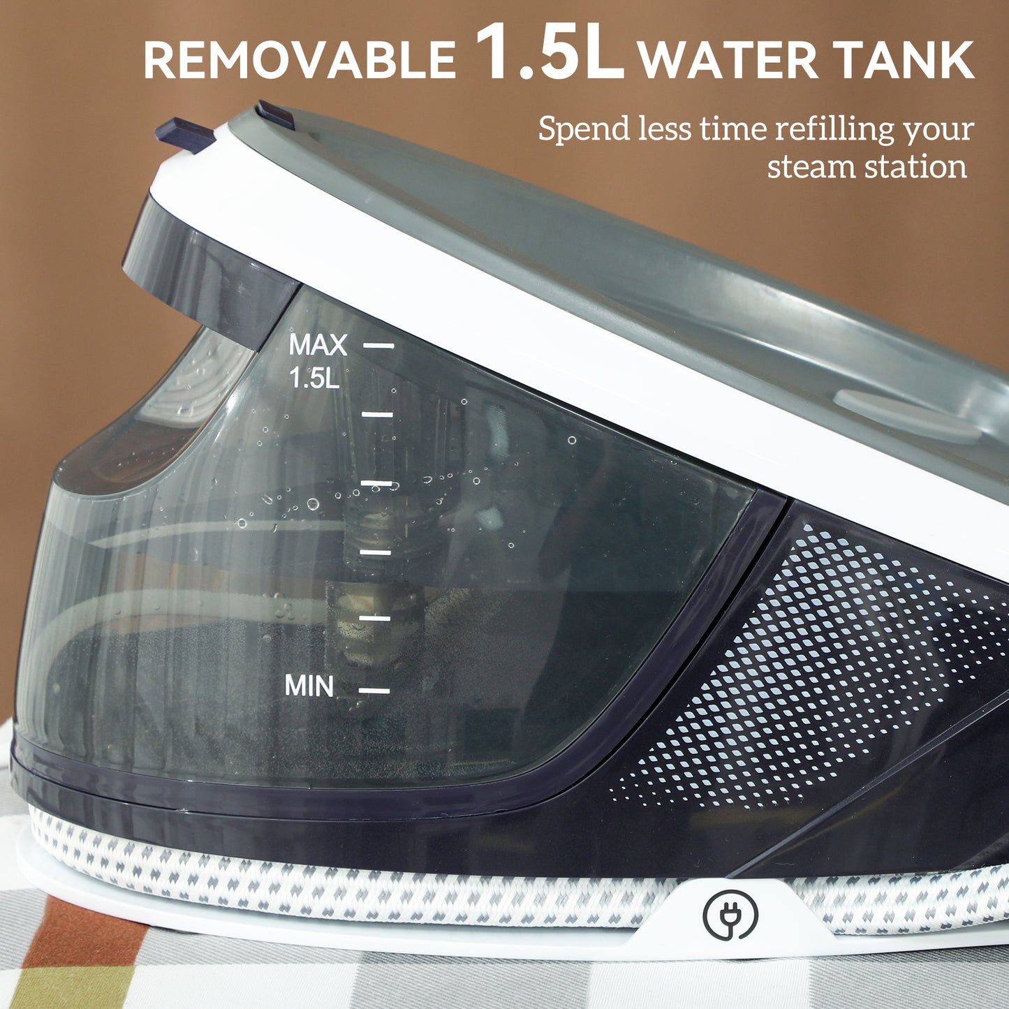 HOMCOM Steam Generator Iron With Self Cleaning 8 Bar Auto Shut Off Ceramic Non Stick Soleplate 1.5L Water Tank Blue