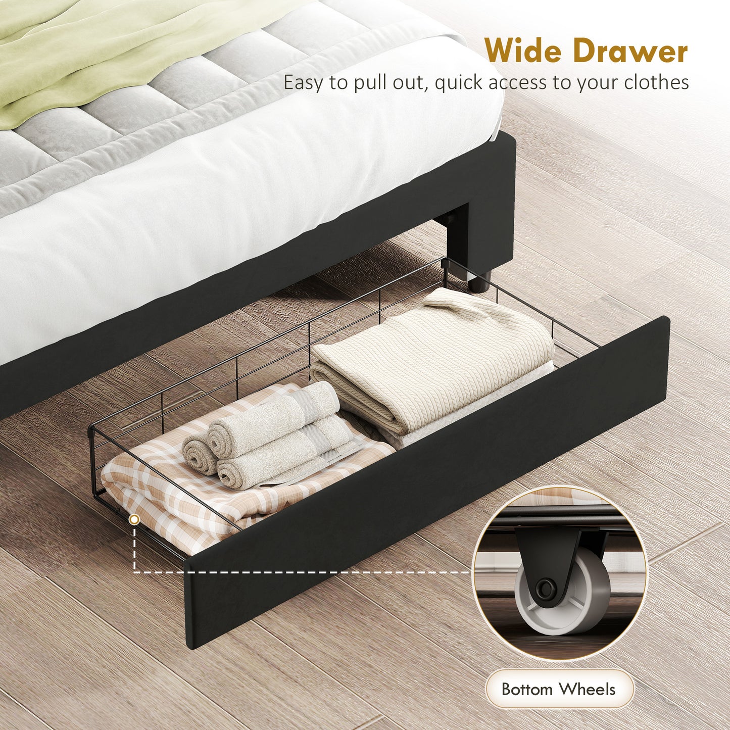 HOMCOM Double Ottoman Bed Frame With Front Storage Drawer And Gas Lift Mechanism Black