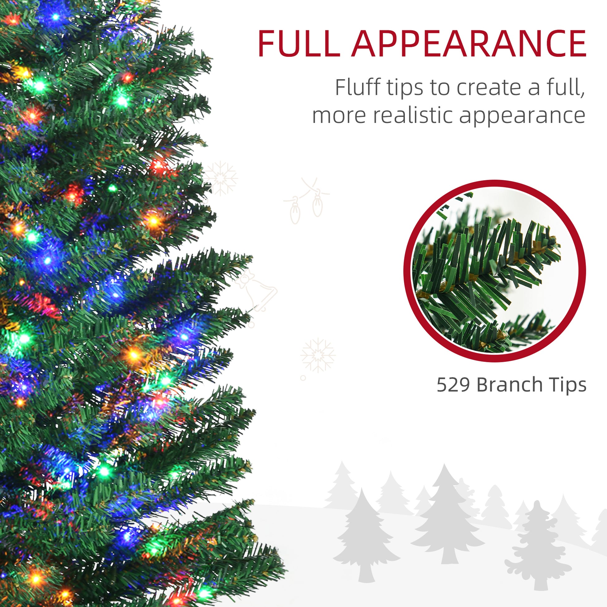 HOMCOM 7.5' Pre-lit Pencil Christmas Tree with LED Lights - ALL4U RETAILER LTD