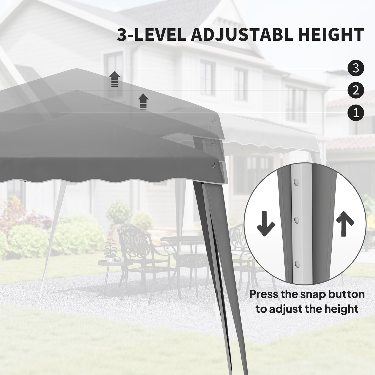 Outsunny Two Point Five Meter Square Pop Up Garden Gazebo Tent Grey For Outdoor Events And Picnics