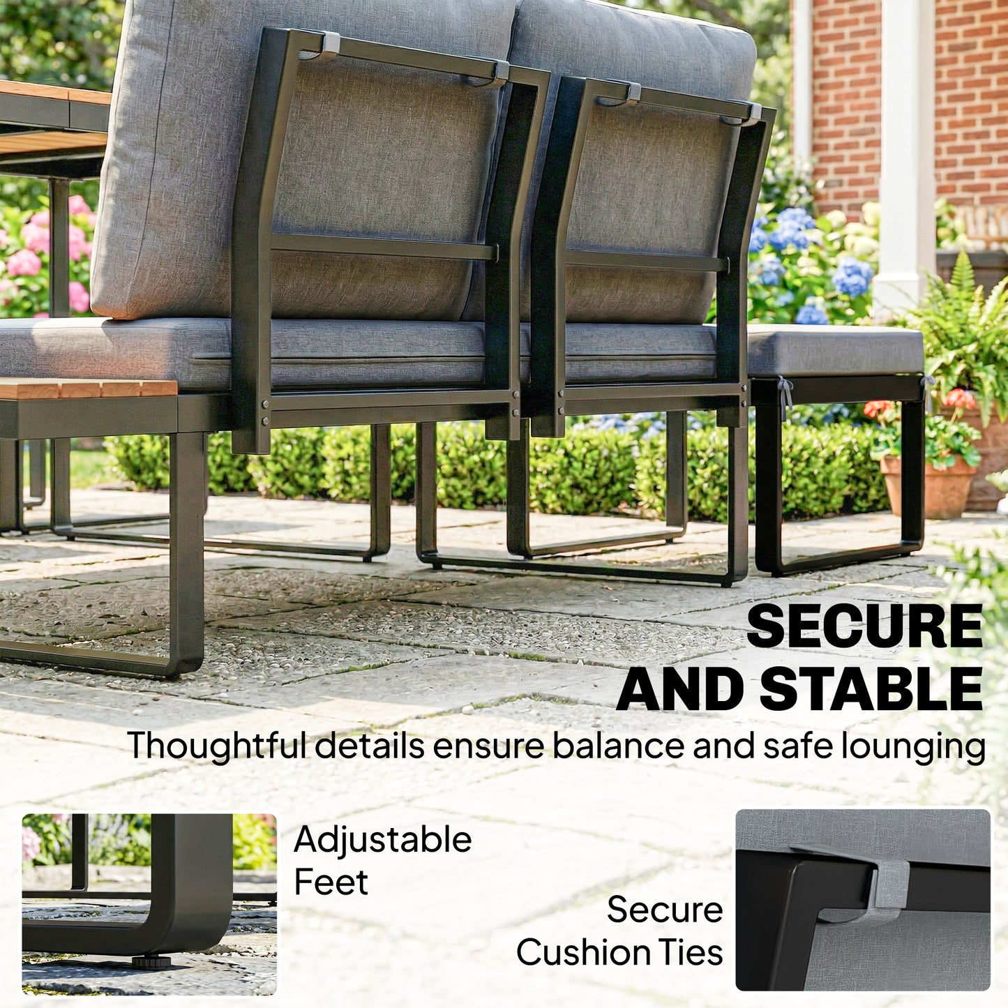 Outsunny Modular Patio Furniture Set 6 Pieces With Dining Table For Outdoor Patio Grey