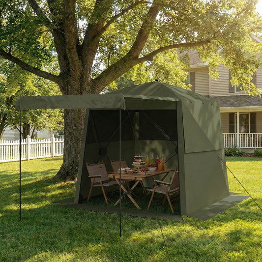 Outsunny Pop Up Gazebo Waterproof Instant Shelter With Awning Mesh Windows For Camping Patio 2 X 2 M Army Green