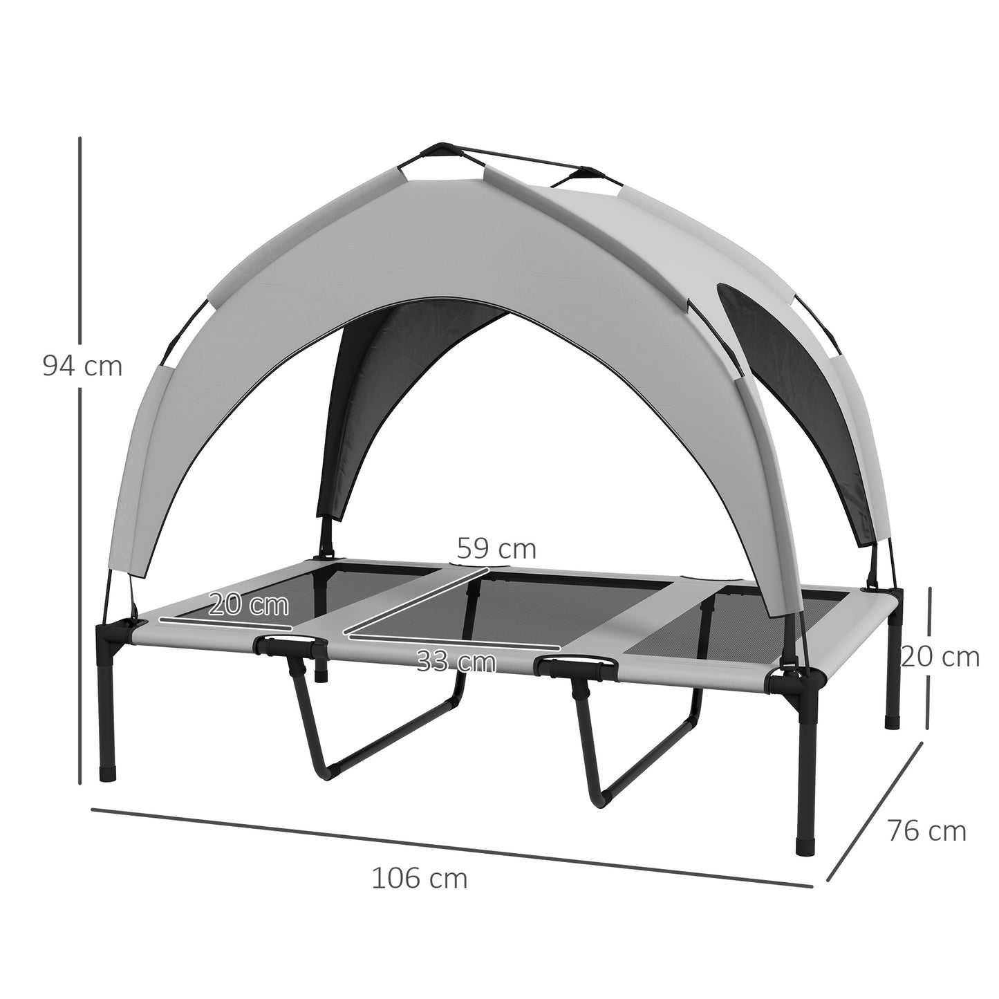 PawHut Elevated Cooling Pet Bed with Washable Mesh - Large Dog Cot in Light Grey, 106 x 76 x 94 cm - ALL4U RETAILER LTD