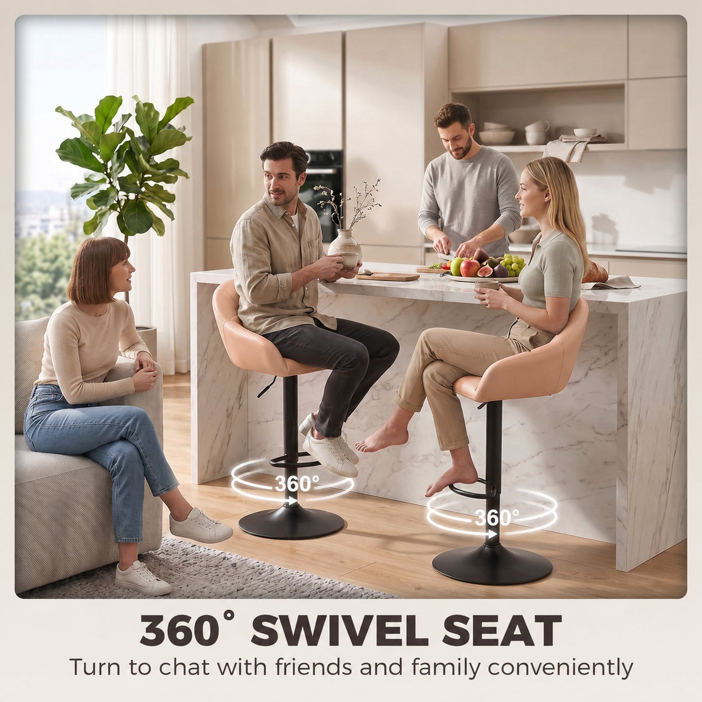 Homcom Adjustable Bar Stools Set Of 2 Swivel Counter Height Brown
