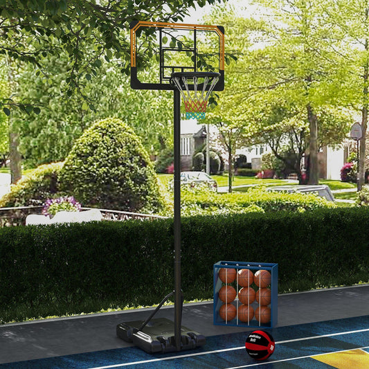 SPORTNOW Height Adjustable Basketball Stand Net Set System, Free standing Basketball Hoop and Stand with Wheels, 182-213cm, Black - ALL4U RETAILER LTD