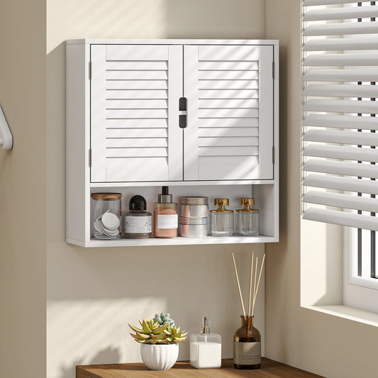 HOMCOM Wall Mounted Bathroom Cabinet With Adjustable Shelves White 60 x 20 x 60 cm
