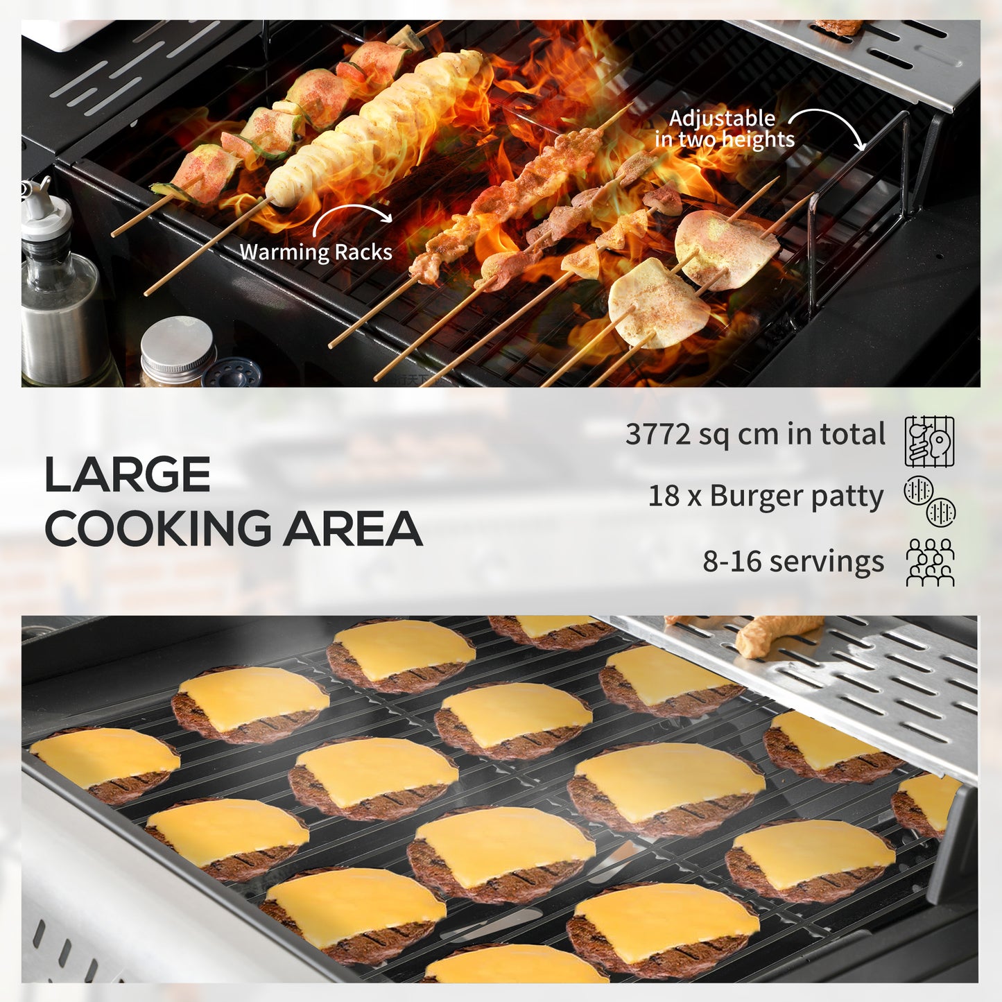 Outsunny Dual Fuel BBQ Grill Charcoal And Gas Combo With 2 Burner Gas Grill And Side Burner Black