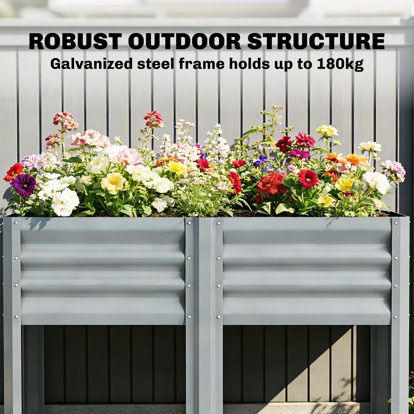Outsunny Raised Garden Bed With Storage Shelf Steel Elevated Planter Box On Legs For Outdoor Vegetables And Flowers