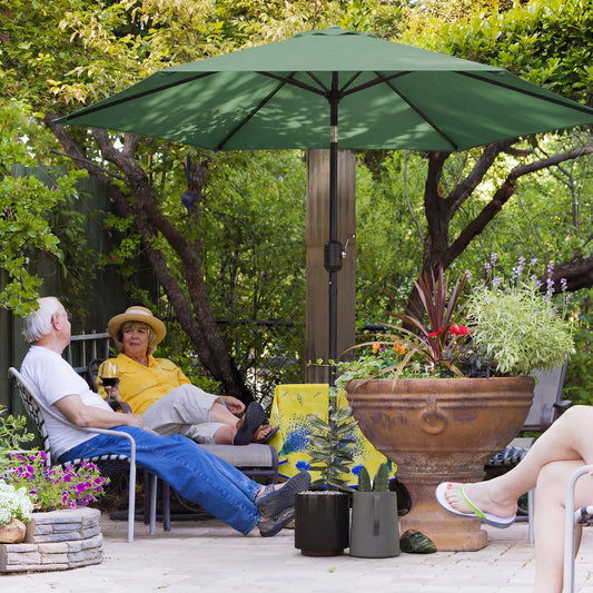 Outsunny 2.6 m Garden Parasol Umbrella With Aluminium Pole Tilt And Crank Vent Dark Green