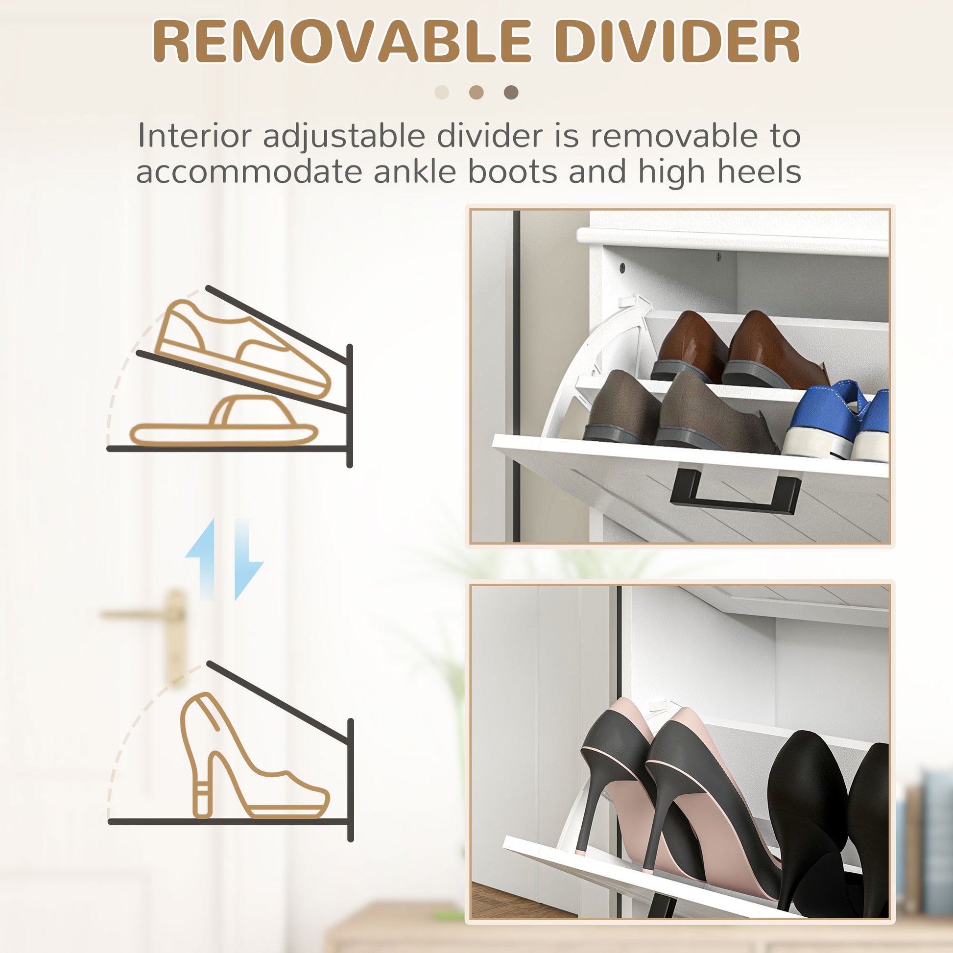 HOMCOM Compact Two-Drawer Shoe Organizer Cabinet for 10 Pairs - ALL4U RETAILER LTD