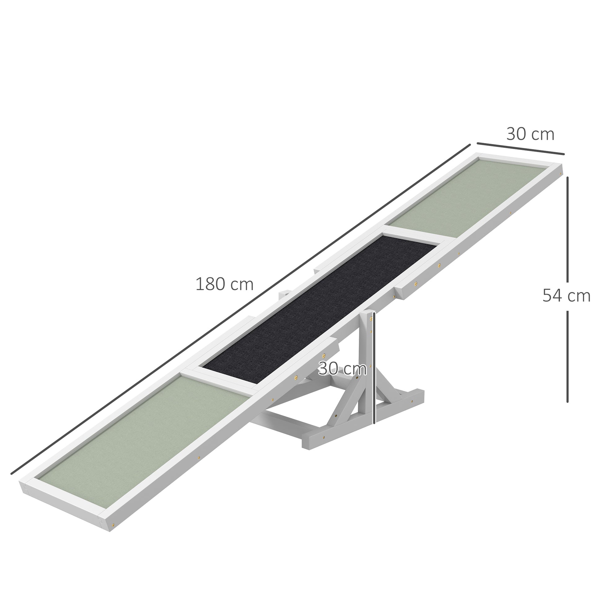 PawHut Agility Seesaw for Large Dogs - Durable Wooden Dog Training Equipment with Non-Slip Surface - White - ALL4U RETAILER LTD