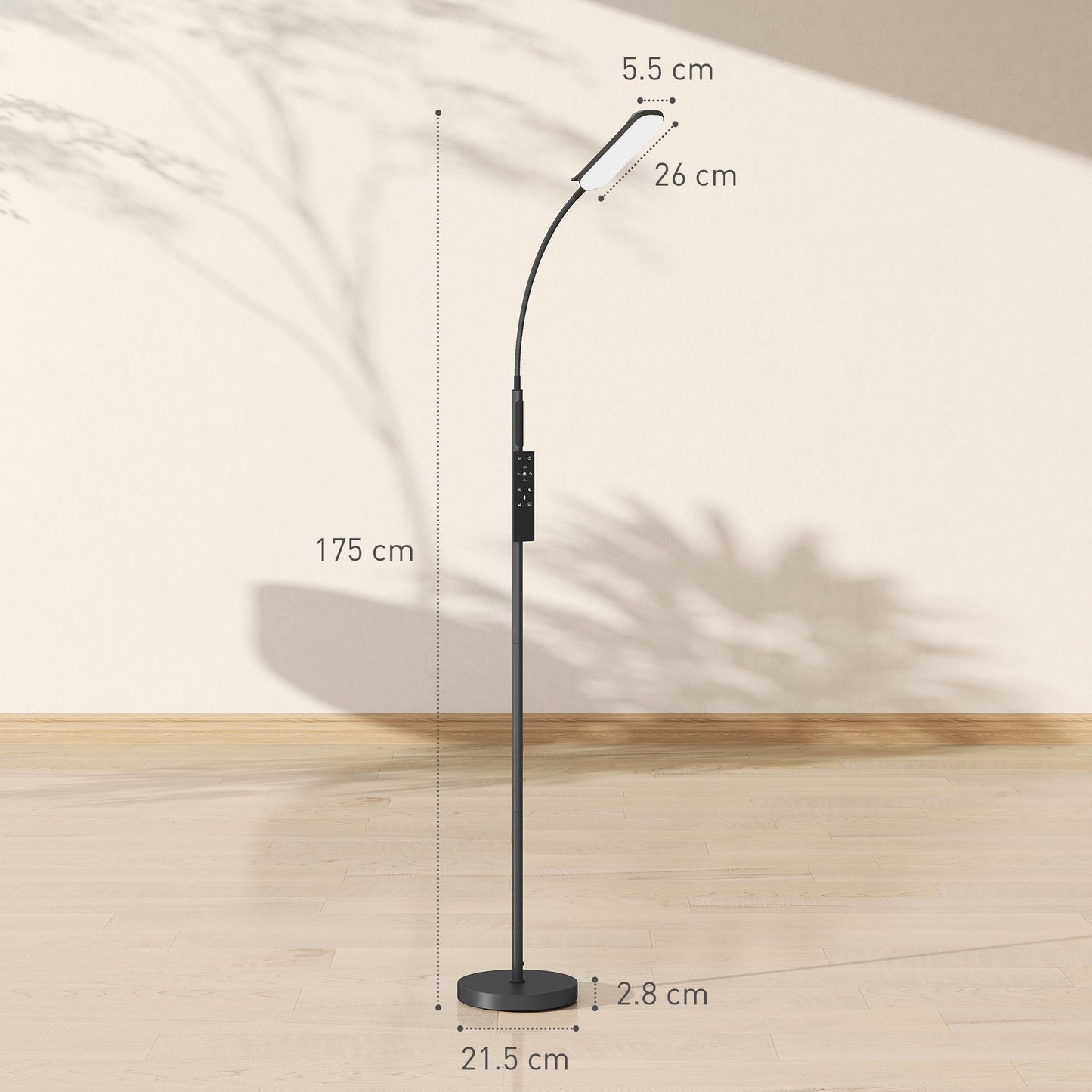 LED Floor Lamp With Remote And Touch Control Dimmable Color Temperature 360 Degree Gooseneck Timer Memory Black