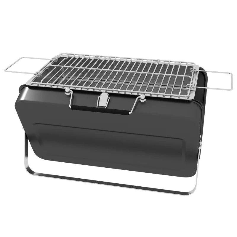 Outsunny Foldable Mini Charcoal BBQ Grill - Suitcase Design, Portable and Compact - Ideal for Picnics and Outdoor Cooking, Black - ALL4U RETAILER LTD