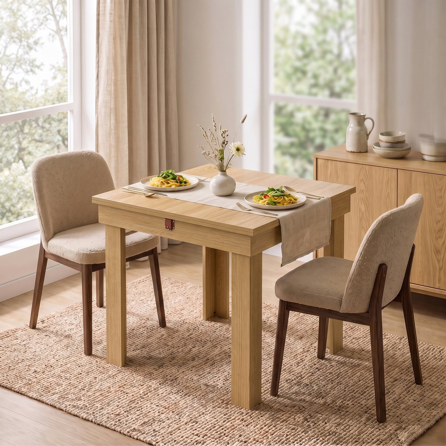 Homcom Folding Dining Table With Under Storage And Oak Effect Extension