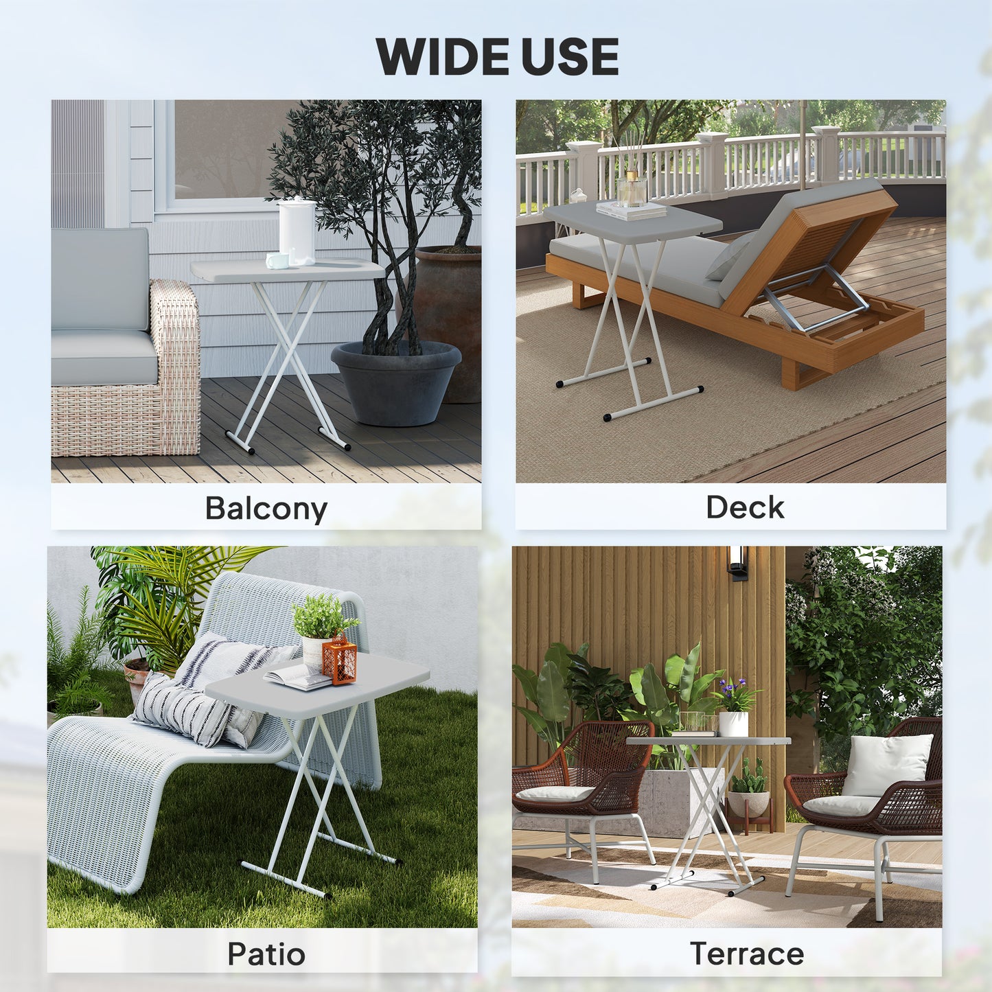 Outsunny Minimal Folding Outdoor Table For Camping And Picnics Grey And White Portable Lightweight