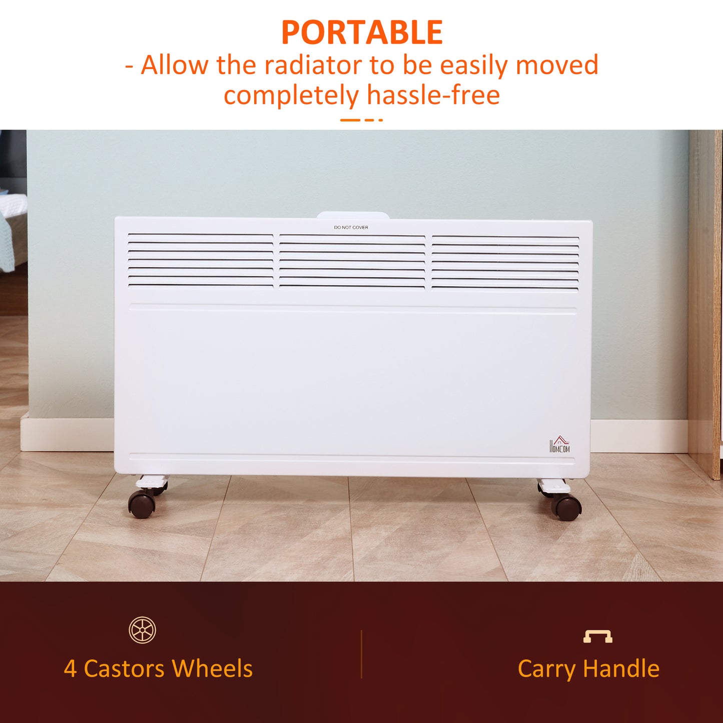 HOMCOM Portable Electric Convector Heater with Adjustable Thermostat and Safety Features - Freestanding or Wall-Mounted Design - ALL4U RETAILER LTD