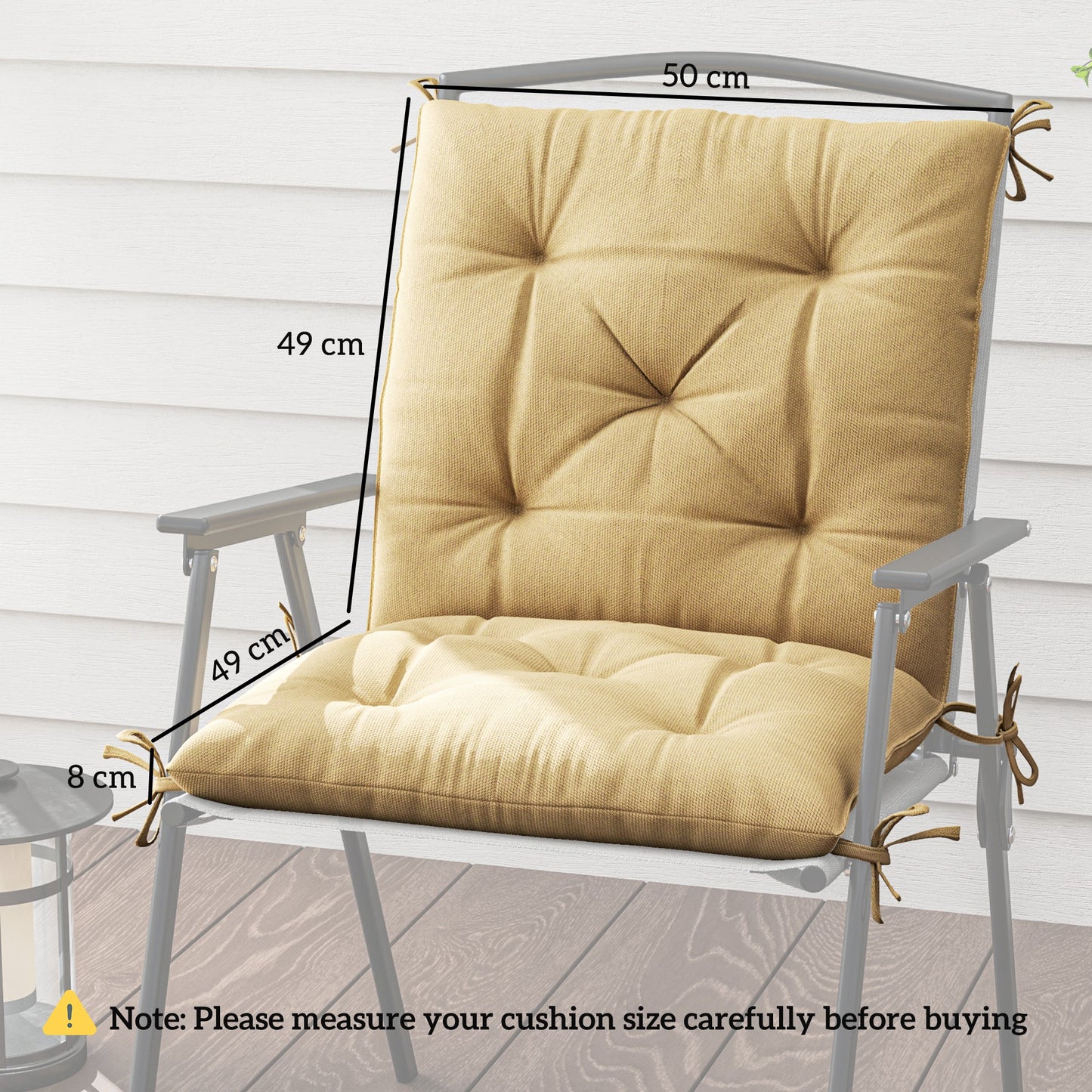 Outsunny Set Of Two Outdoor Seat Cushions Khaki With Polyester Fabric Covers Plush Cotton Filling And Stain Resistant