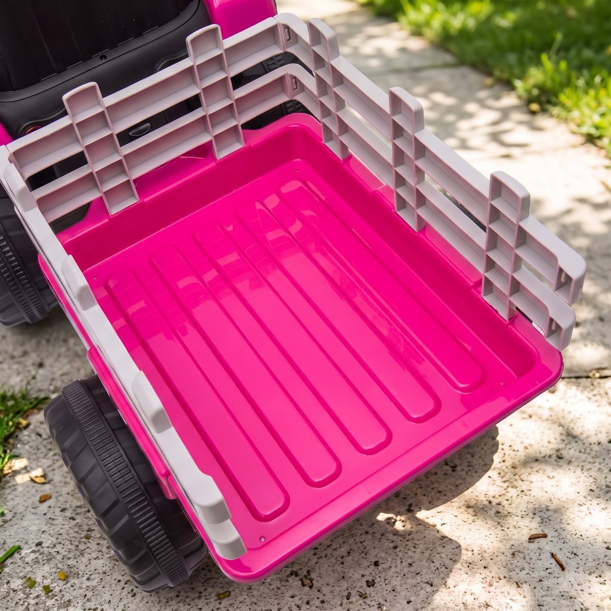 HOMCOM 12V Pink Kids Ride On Tractor With Remote Control And Trailer
