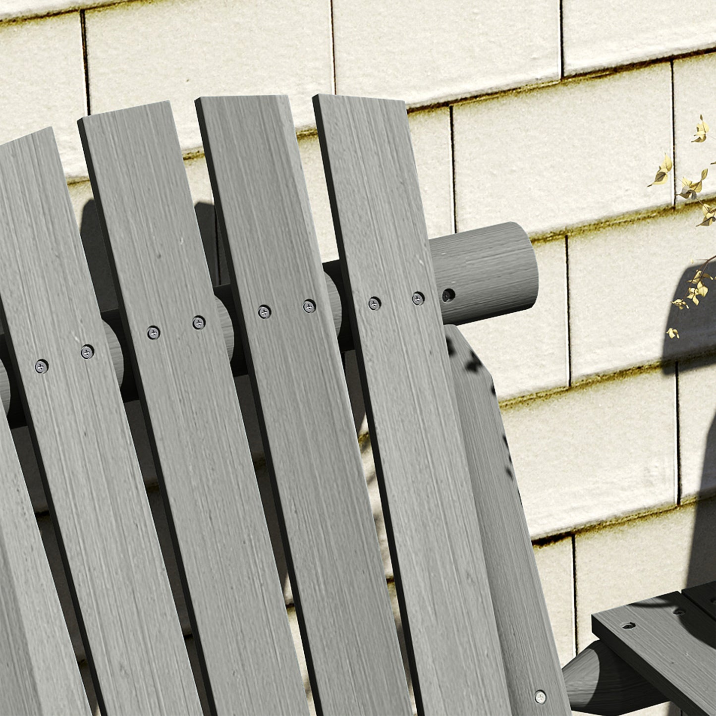 Outsunny Wood Patio Bench For Two With Center Coffee Table Grey Garden Outdoor Seating
