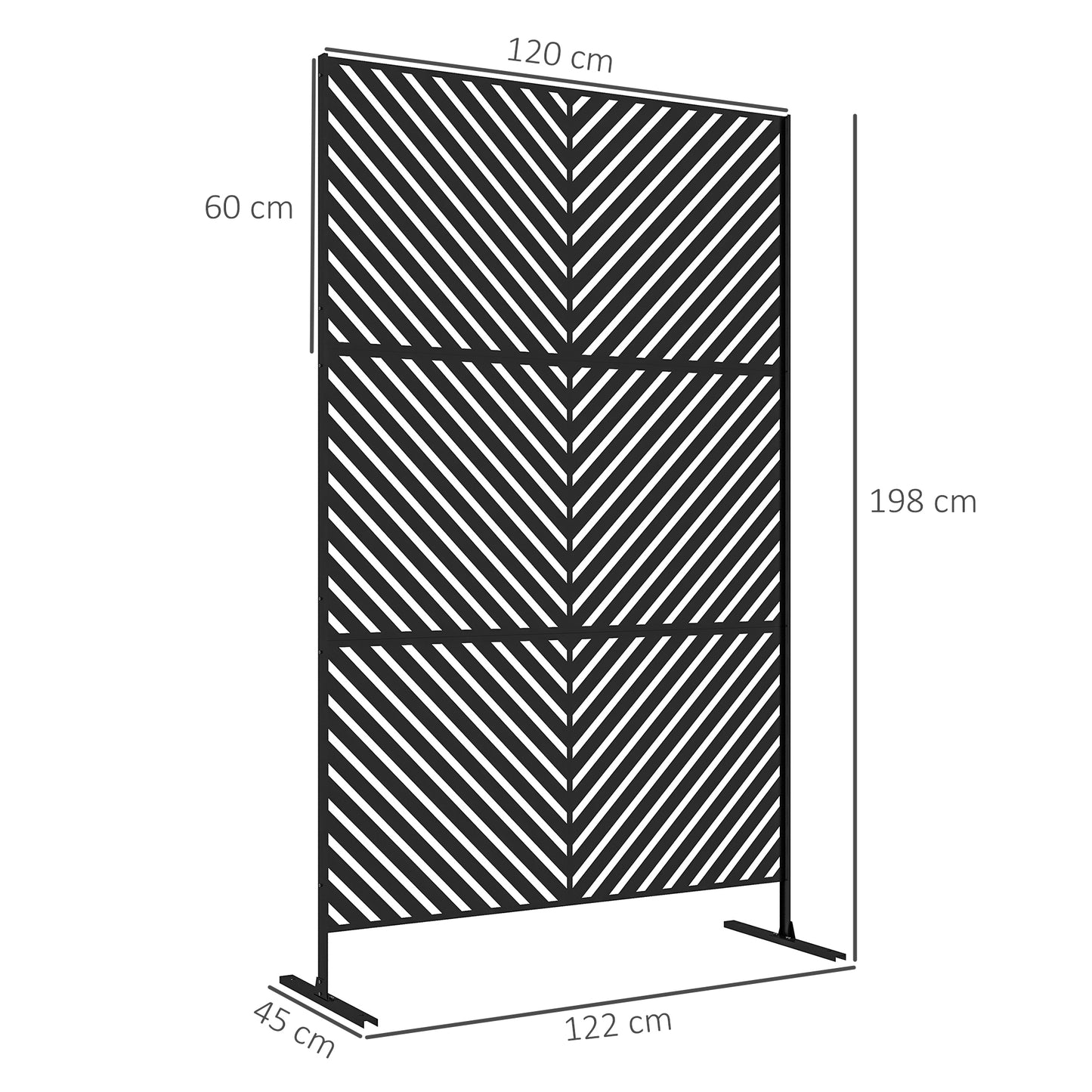 Outsunny 6.5FT Decorative Outdoor Divider Privacy Screen With Stand Triangle Style In Black
