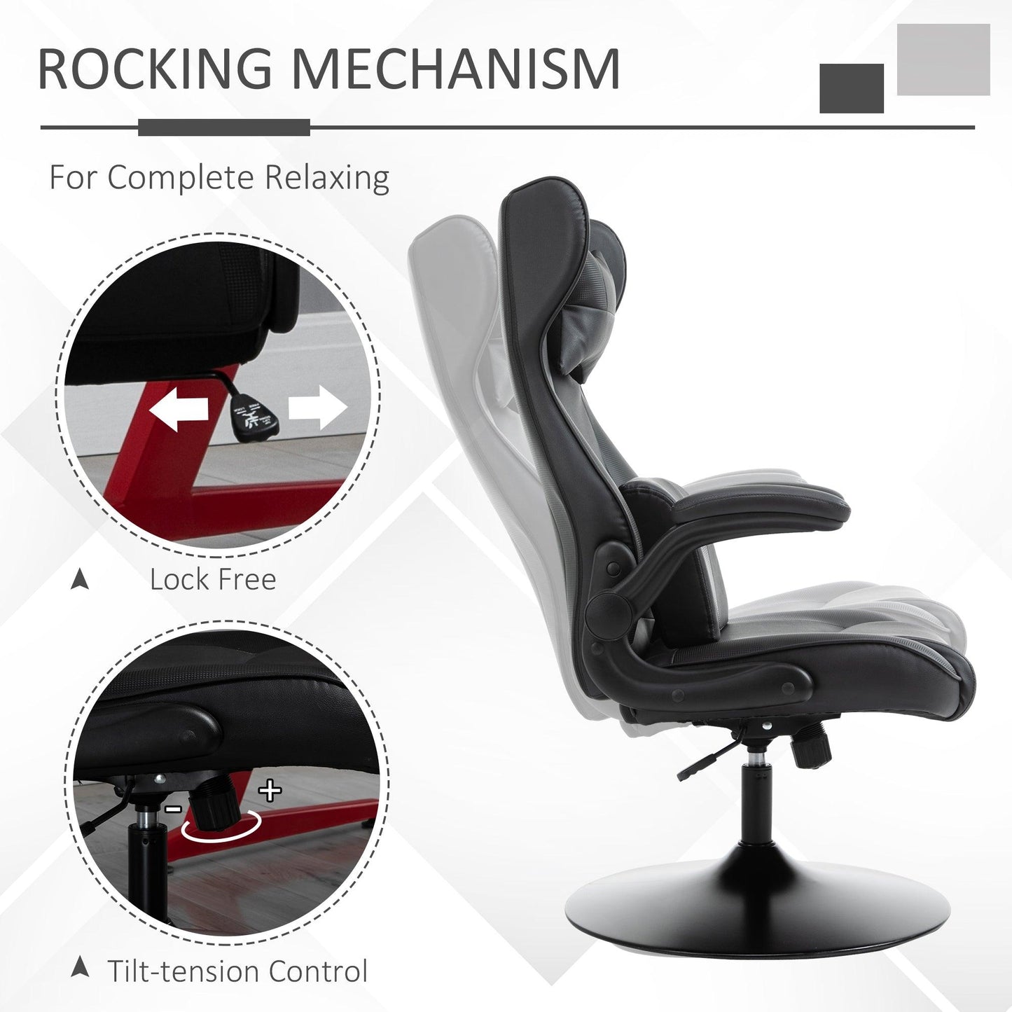 Vinsetto Video Game Chair with Lumbar Support, Racing Style Home Office Chair - ALL4U RETAILER LTD