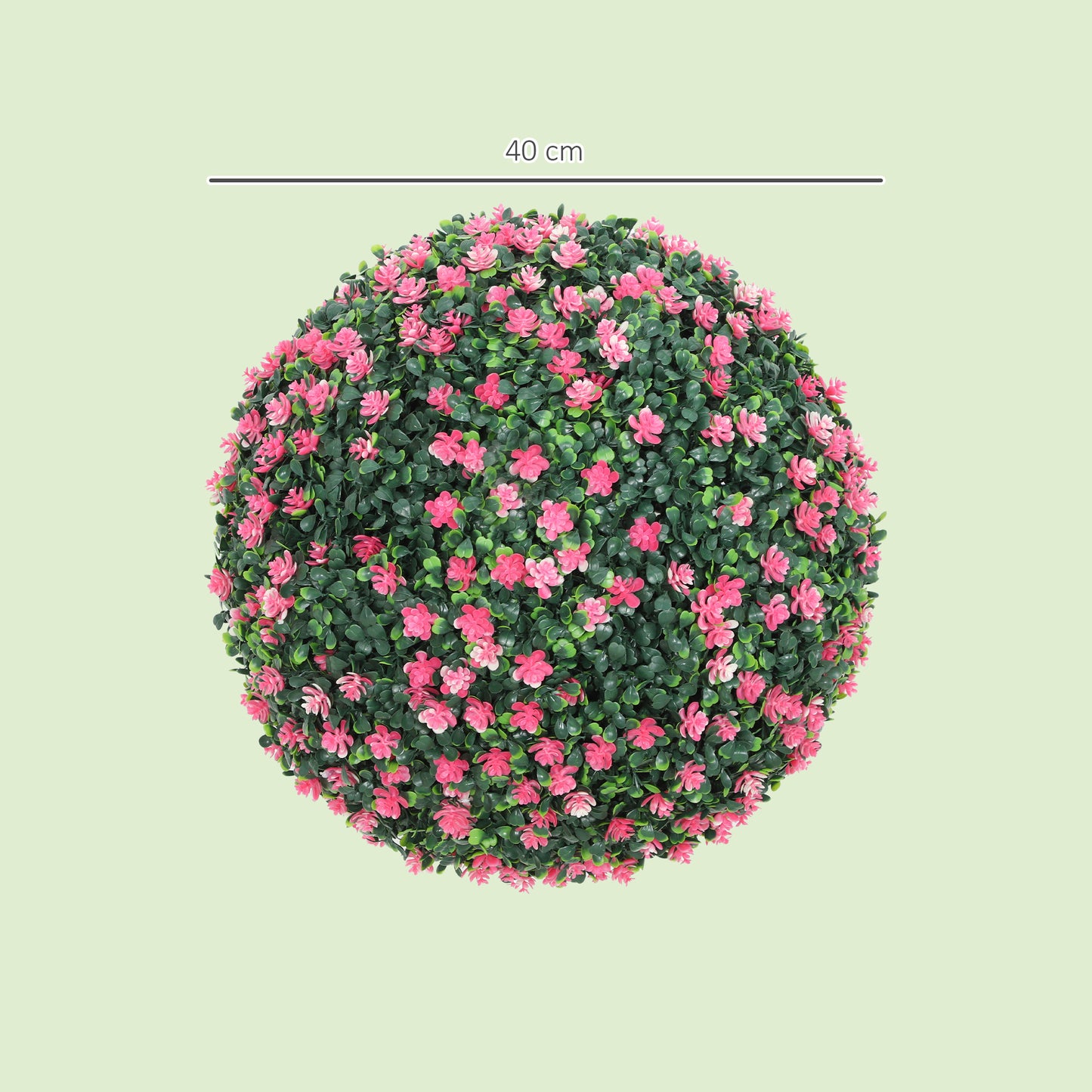 HOMCOM Set Of Two Pink Artificial Boxwood Balls For Home Decor Durable Plastic Indoor Outdoor Plants