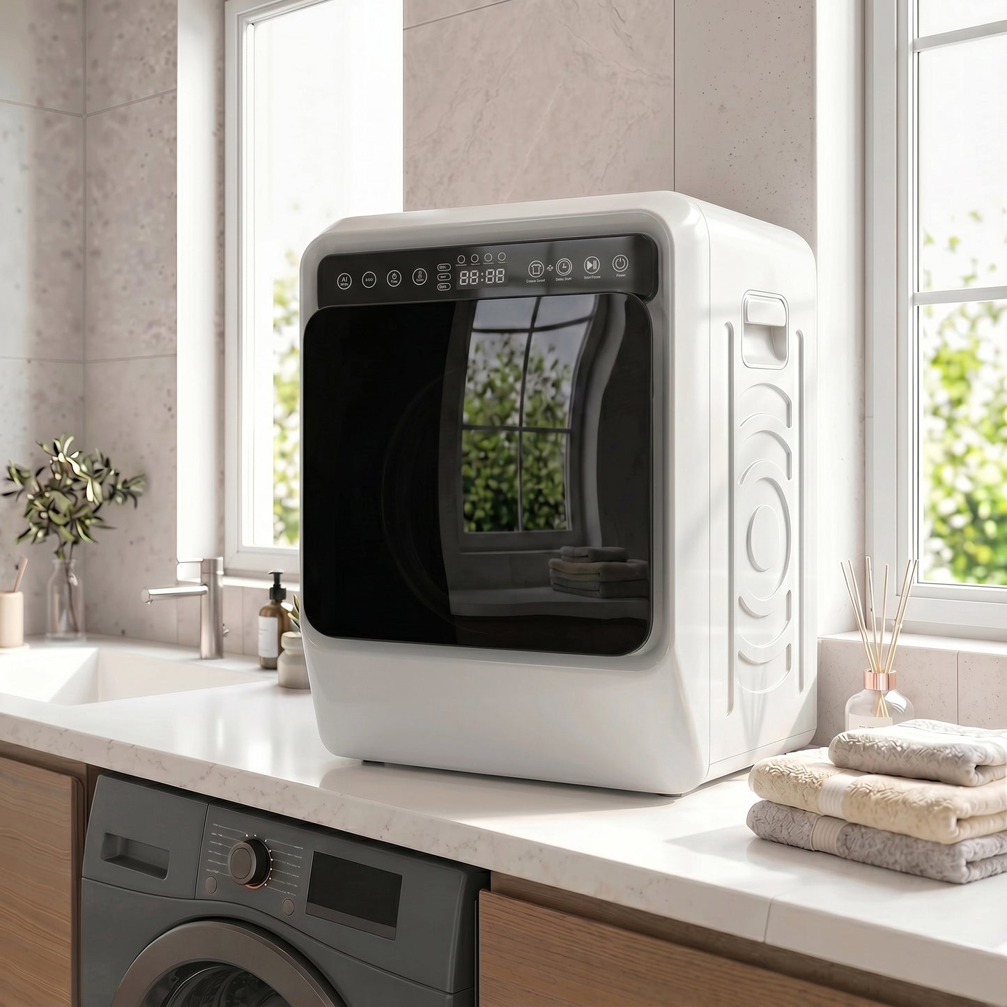HOMCOM 5kg Vented Tumble Dryer 1000W Compact Smart Drying Freestanding Stackable Clothes Dryer