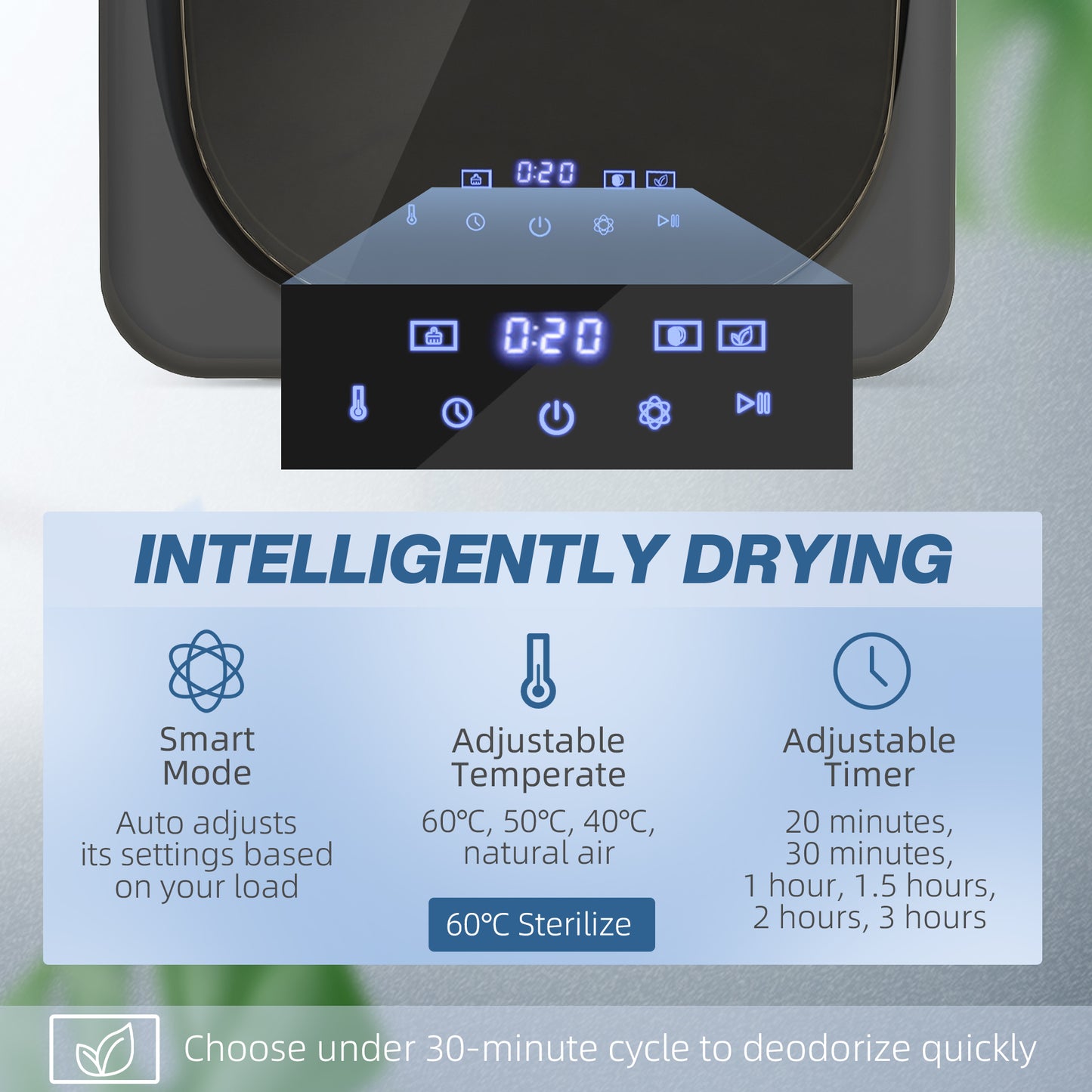 HOMCOM 4kg Vented Tumble Dryer With Deodorize And Smart Mode 800W Compact Front Load Dryer Stainless Steel Tub Grey
