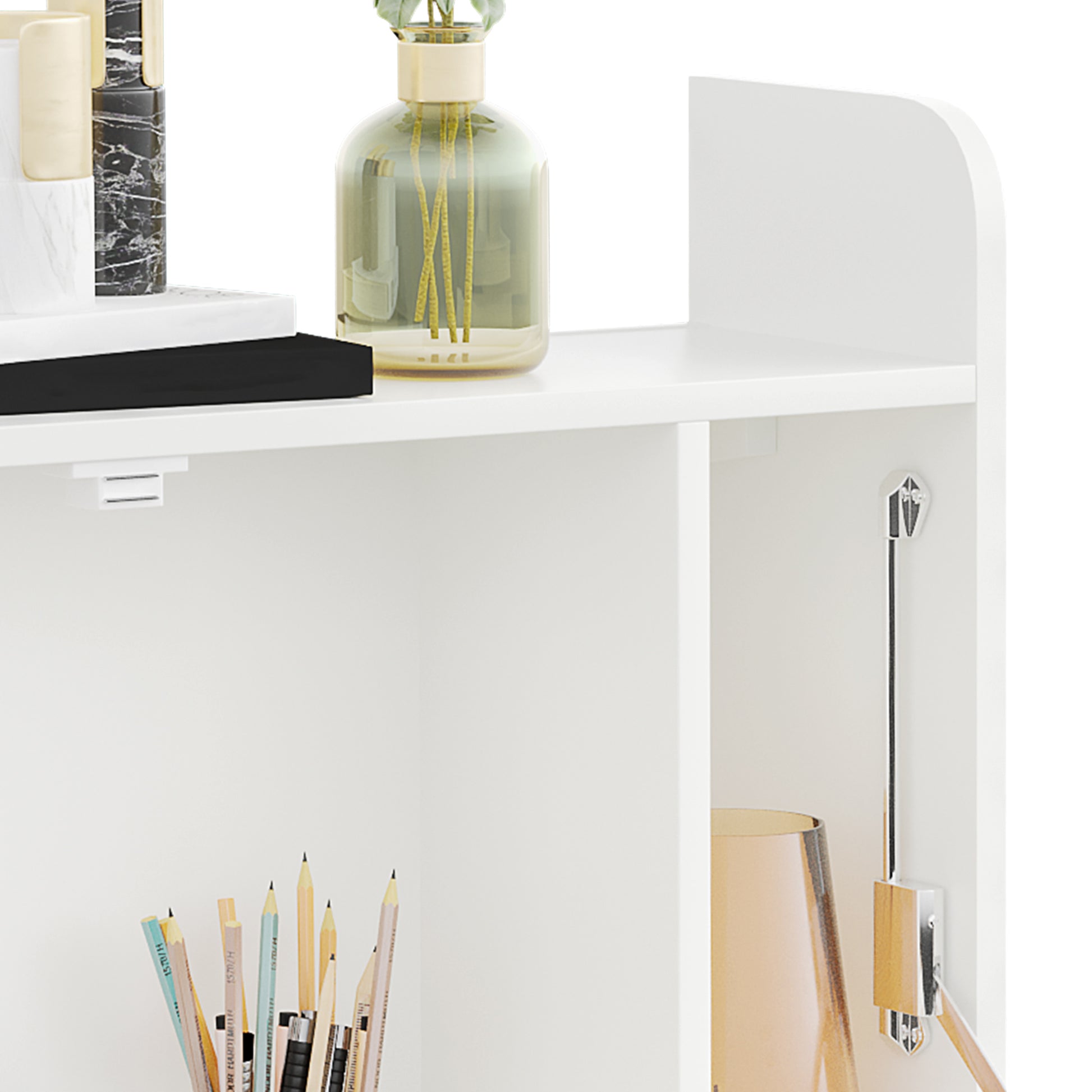 HOMCOM Space-Saving Wall-Mounted Drop Leaf Desk with Storage for Home and Office, White - ALL4U RETAILER LTD