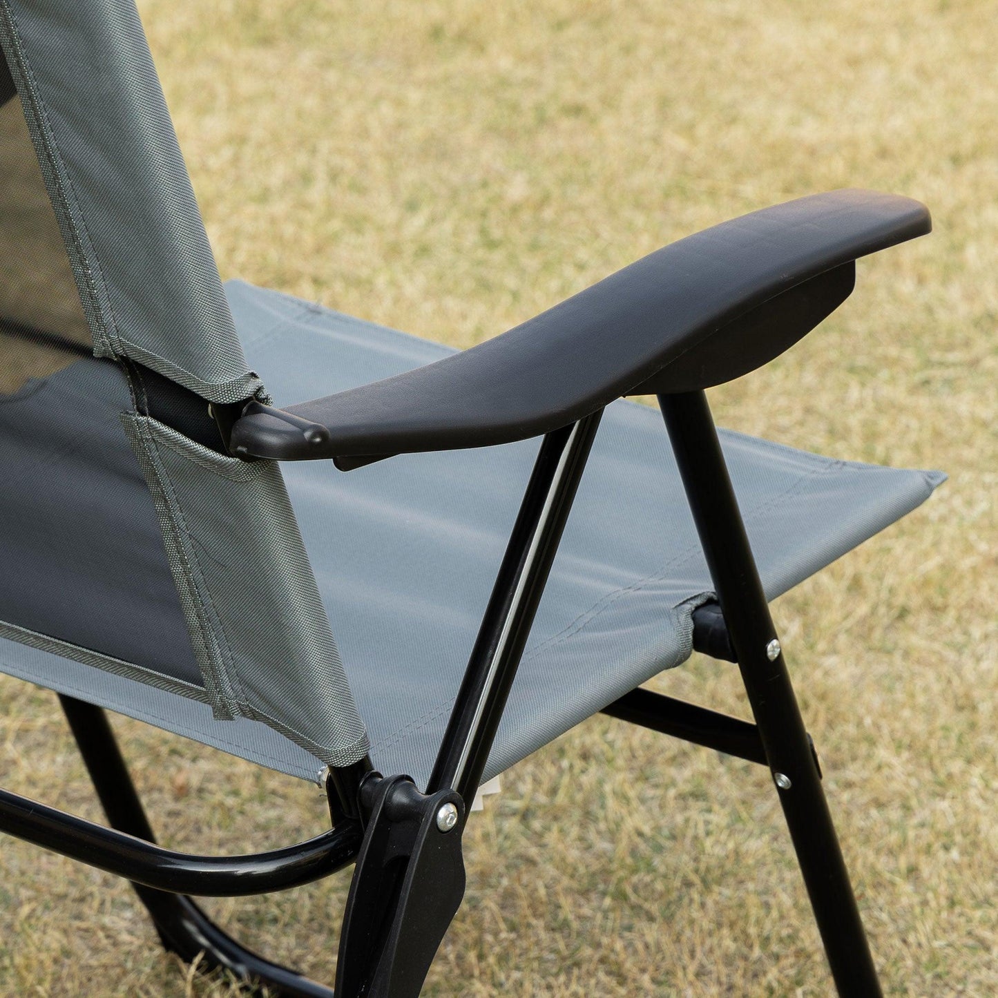 Outsunny Portable Folding Recliner Chair Grey - ALL4U RETAILER LTD