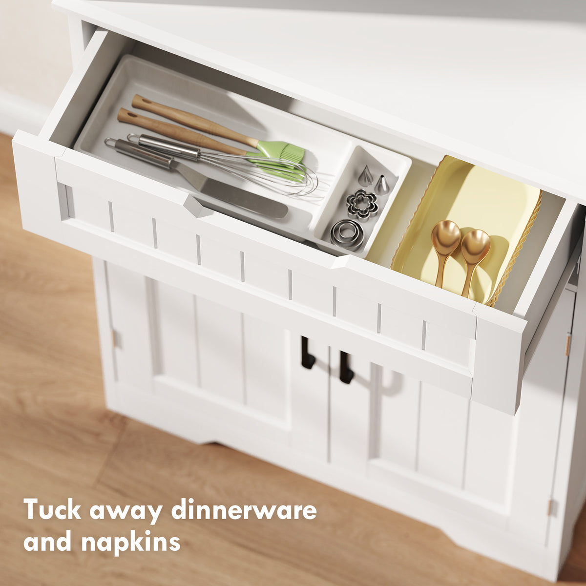 HOMCOM 172 cm Kitchen Pantry Cabinet With Open Counter and Adjustable Shelves