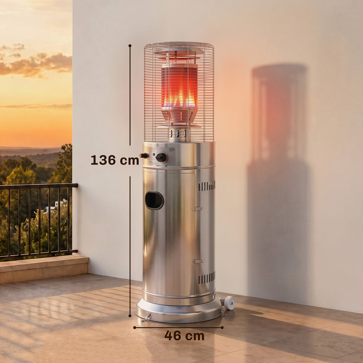 Outsunny 13 kW Stainless Steel Propane Patio Heater With Wheels