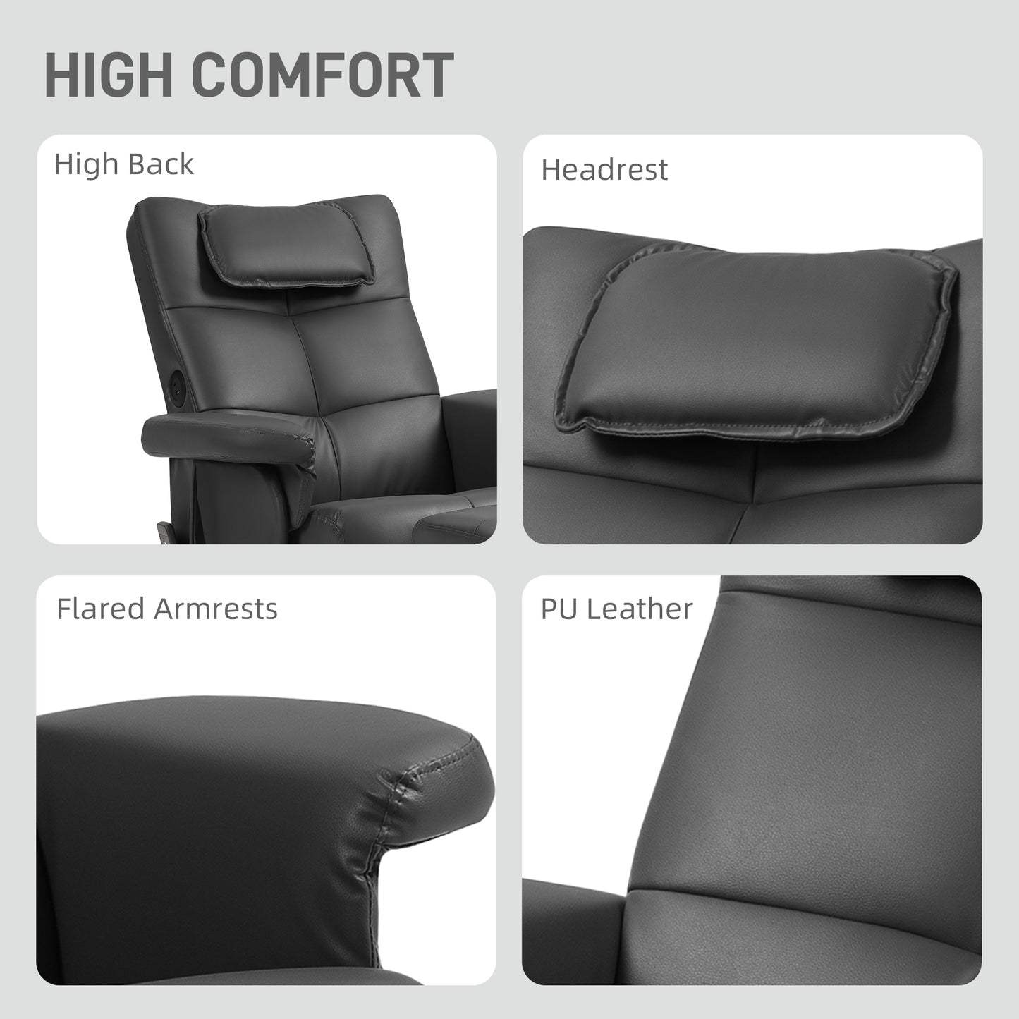 HOMCOM Faux Leather Massage Recliner Chair With Six Point Massage And Storage Ottoman And Footstool Black