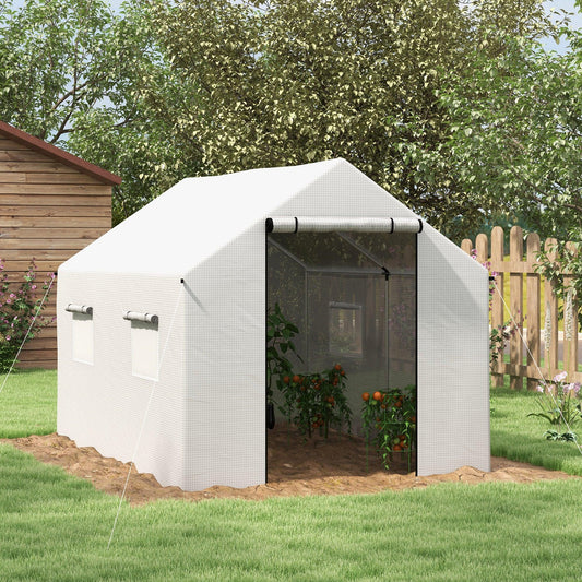 Outsunny Polyethylene Walk-in Polytunnel Greenhouse, 2 x 3(m), White - ALL4U RETAILER LTD