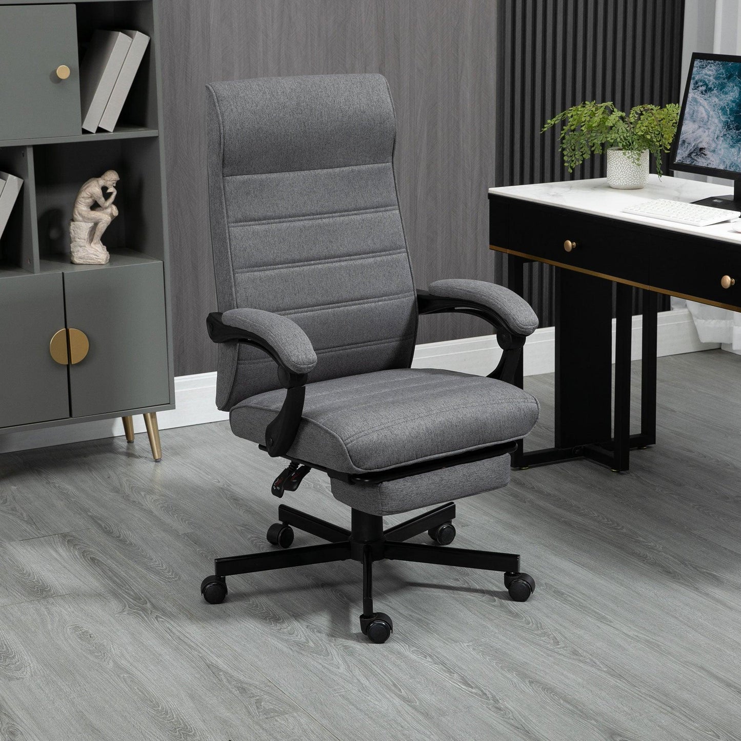 Vinsetto High-Back Office Chair with Adjustable Height, Reclining Swivel, Grey - ALL4U RETAILER LTD