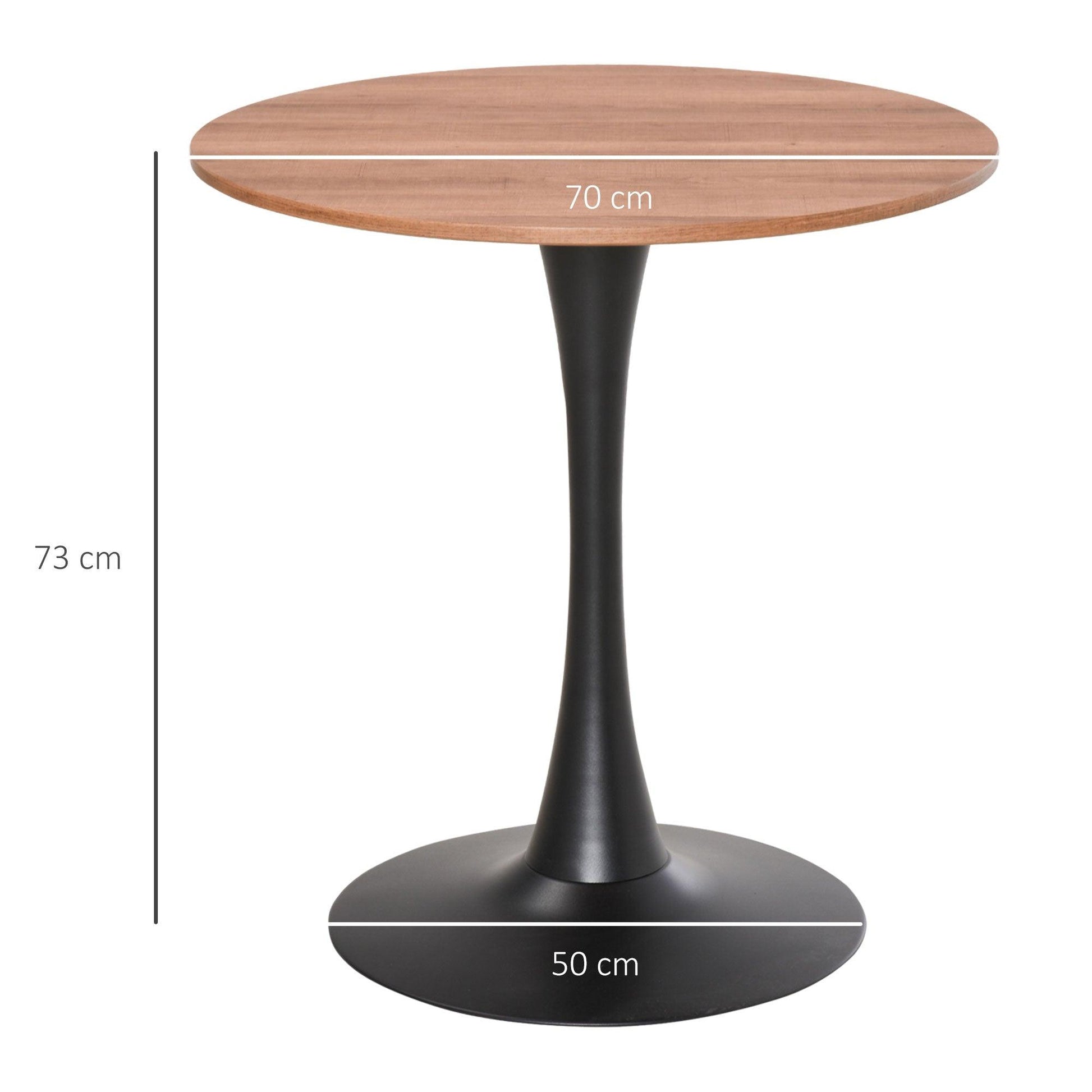 HOMCOM Modern Round Dining Table with Metal Base - Brown - ALL4U RETAILER LTD