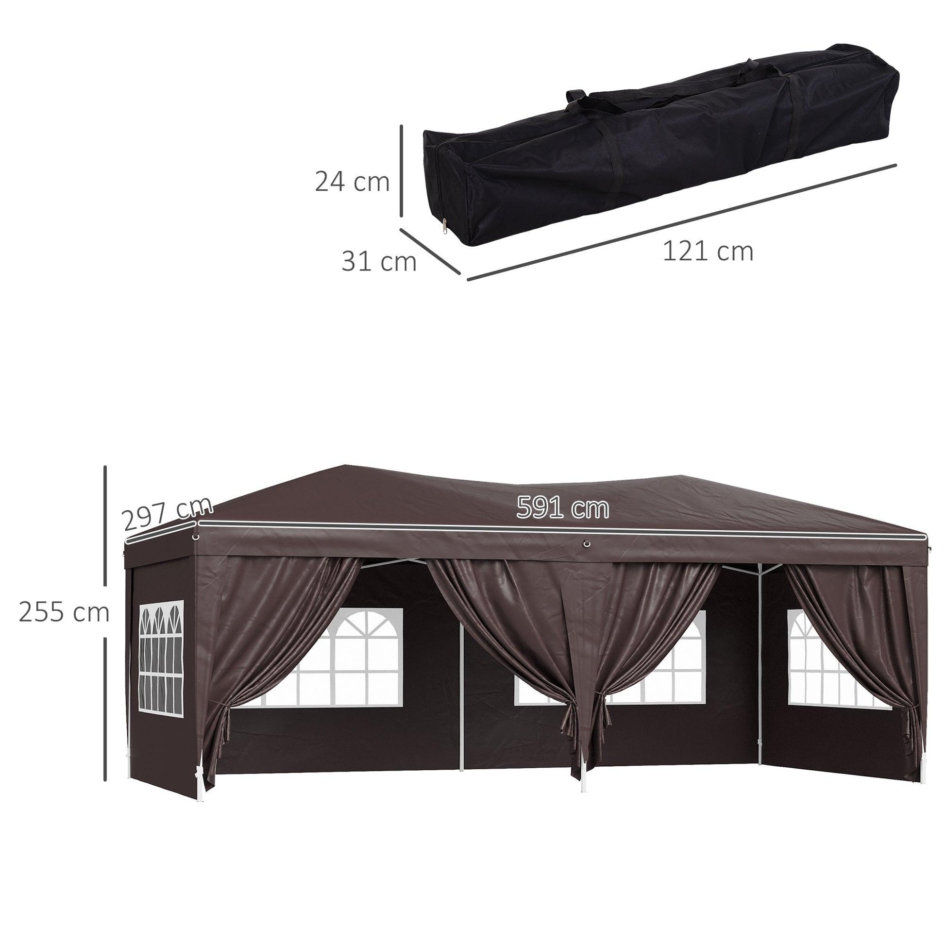 Outsunny 6x3m Coffee Pop Up Gazebo Marquee - ALL4U RETAILER LTD