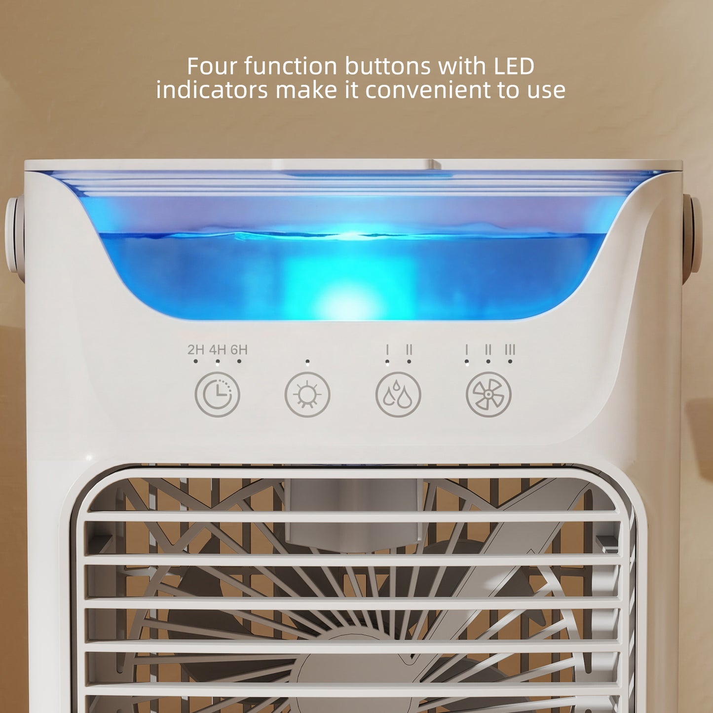 HOMCOM Portable Air Cooler With Adjustable Head, 3 Wind Speeds, 2 Mist Modes, RGB Light, 700ml Tank, Grey