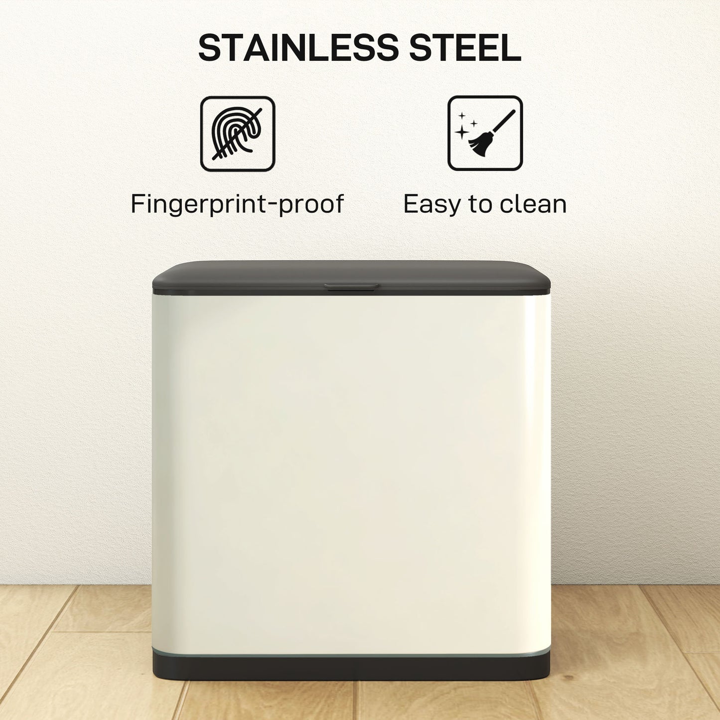 Homcom 8L Hanging Kitchen Bin With Lid And Removable Inner Bucket For Kitchen Cabinet Door Under Sink Office
