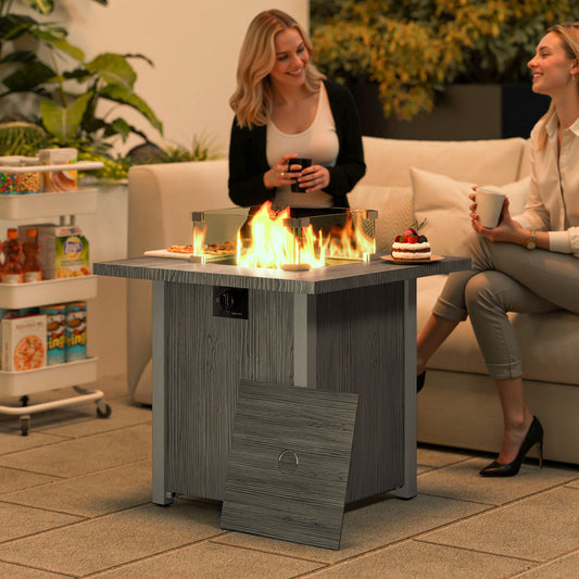 Outsunny 50,000 BTU Gas Fire Pit Table With Cover Dark Grey For Outdoor Dining And Warmth