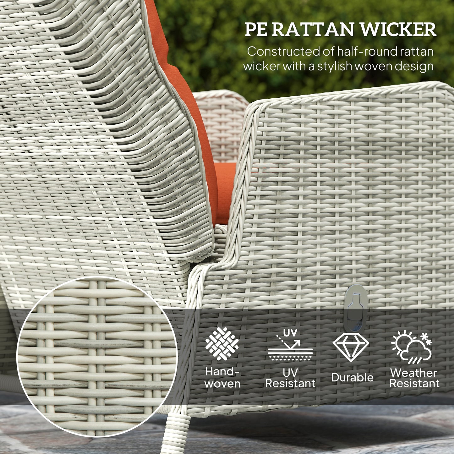 Outsunny 5 Pieces Rattan Bistro Set With Adjustable Back Reclining Cushions Outdoor Orange Footstools