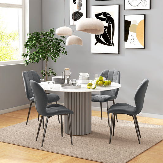 HOMCOM Set of Four Dark Grey Flannel Tub Dining Chairs - ALL4U RETAILER LTD