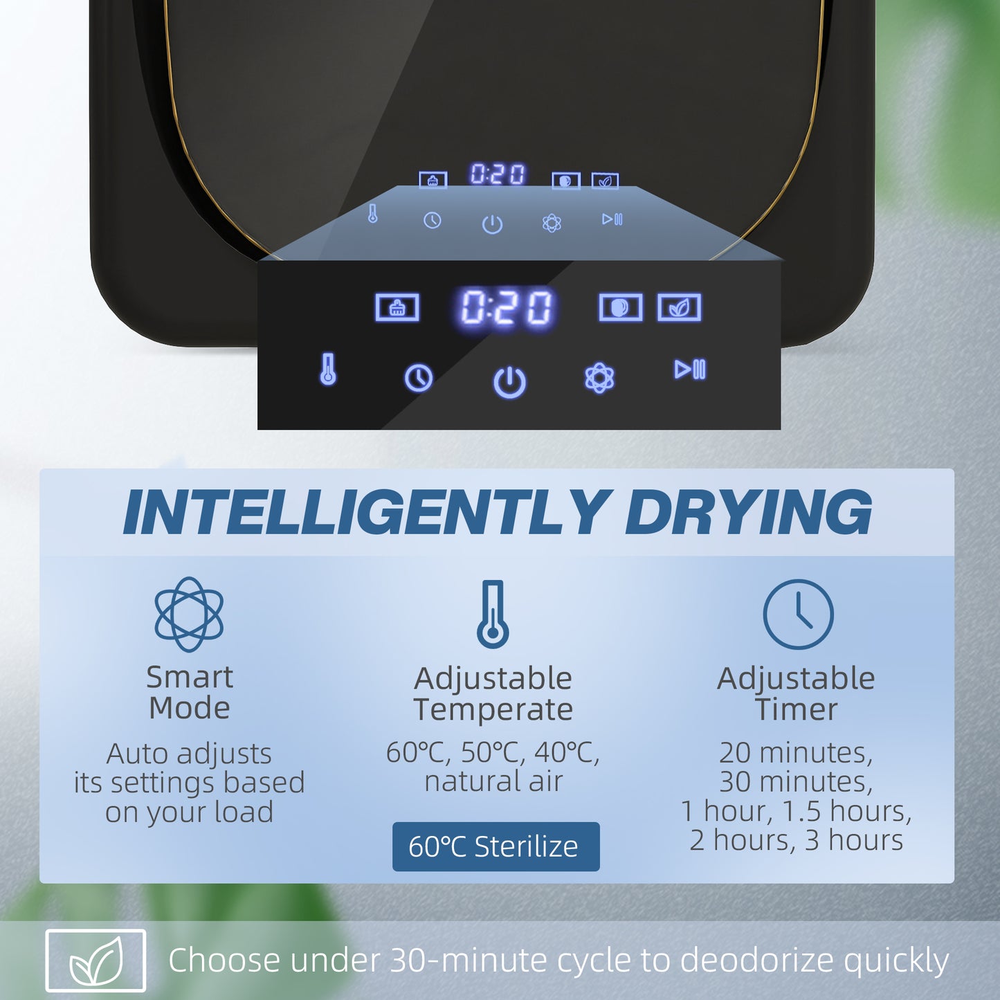 HOMCOM 4kg Vented Tumble Dryer with Deodorize Smart Mode 800W Compact Front Load for Home and RVs Black