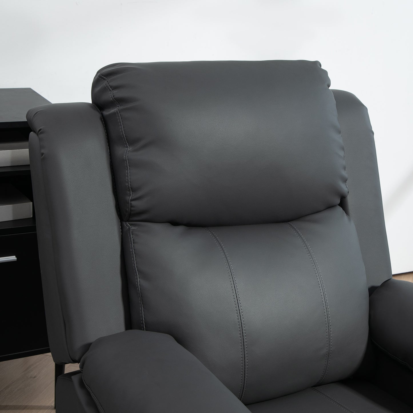 HOMCOM Riser And Recliner Chair With Vibration Massage Remote Control Power Lift For Elderly In PU Leather Dark Grey