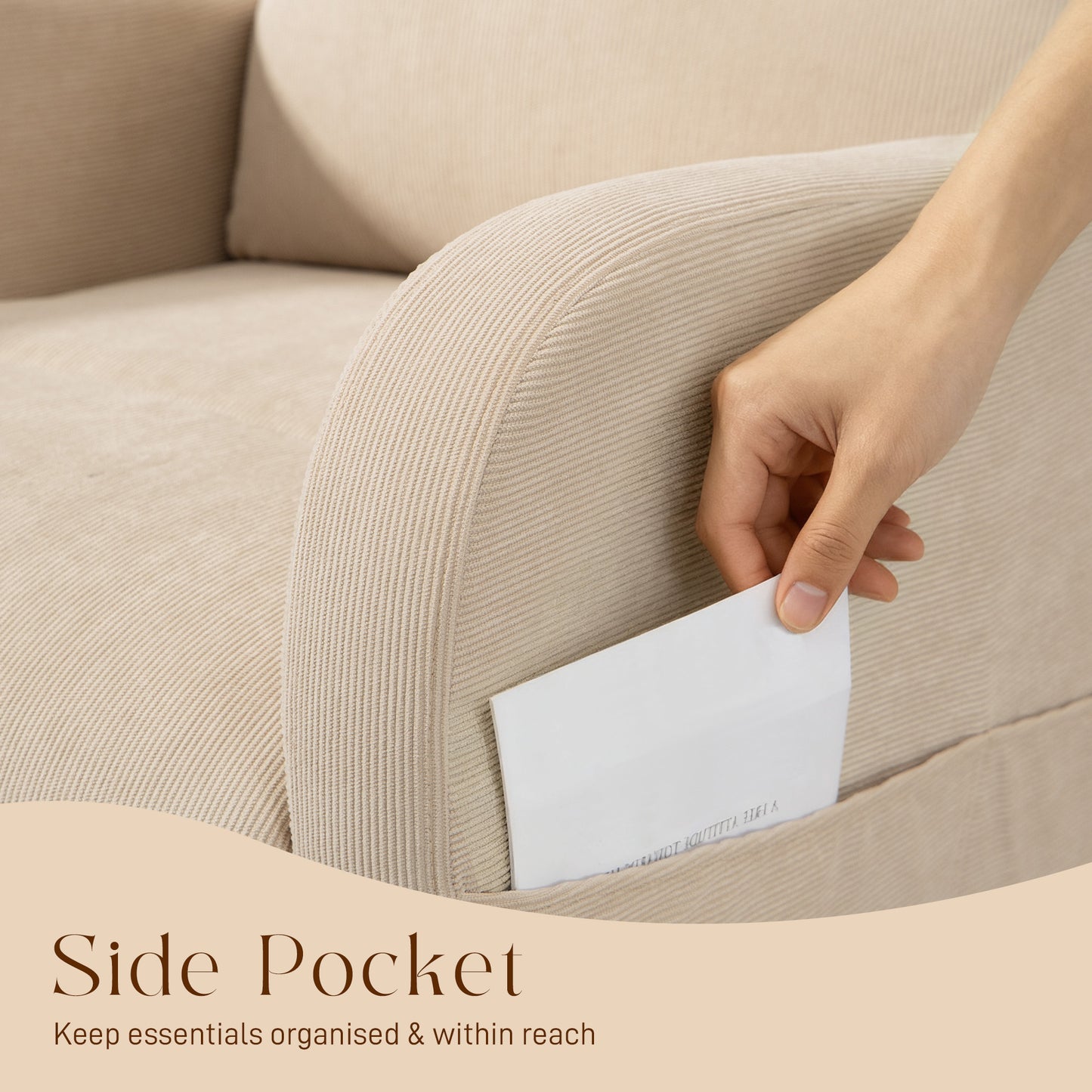 HOMCOM Corduroy Rocking Armchair Beige With 11 Degree Rocking Base And Thick Padding For Superior Comfort