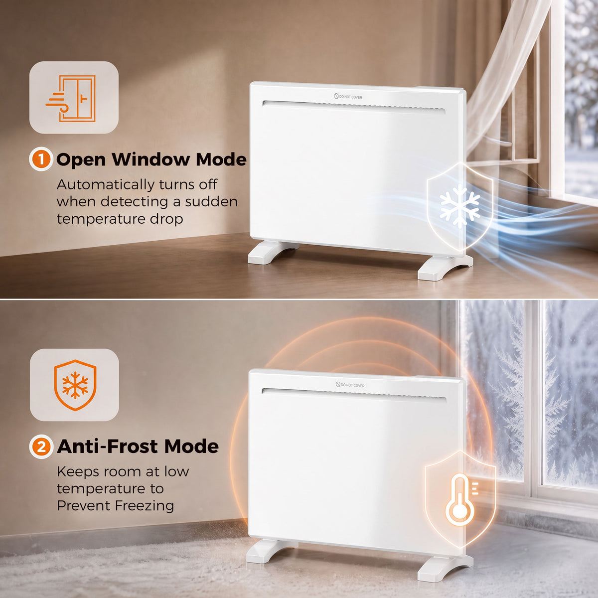 Homcom Smart Panel Heater 1000W App Control With Weekly Timer White