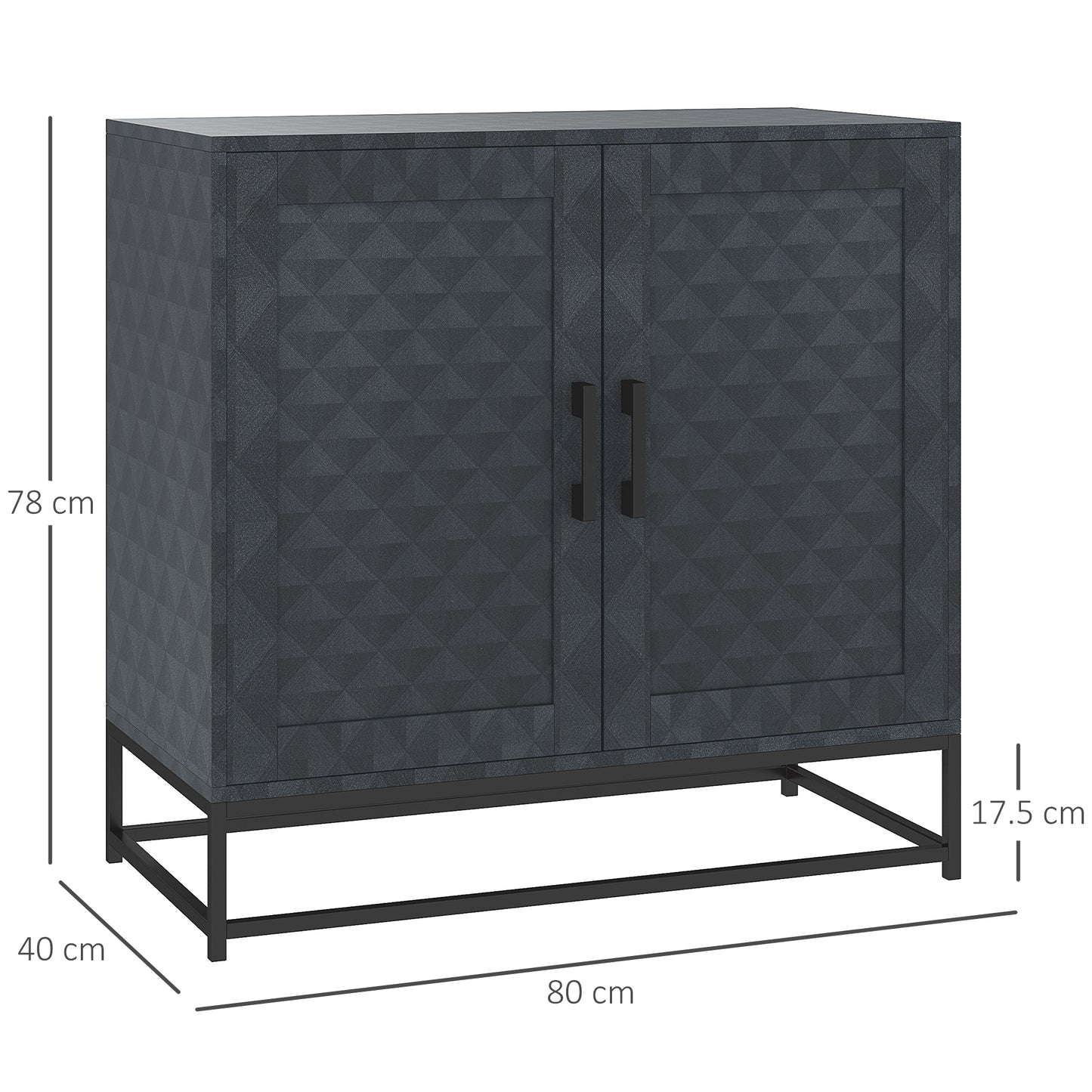 HOMCOM Modern Sideboard Freestanding Storage Cabinet With Adjustable Shelf And Two Doors For Living Room Black