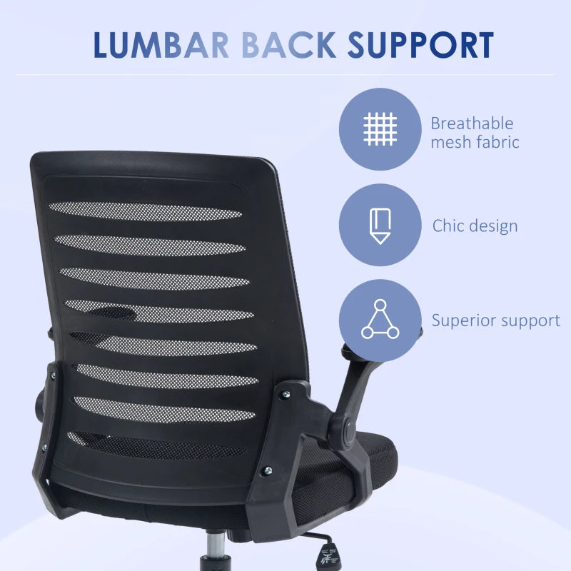 Vinsetto Black Adjustable Height Work Chair 44-53.5cm with Mesh Back - Ergonomic Office Seating - ALL4U RETAILER LTD